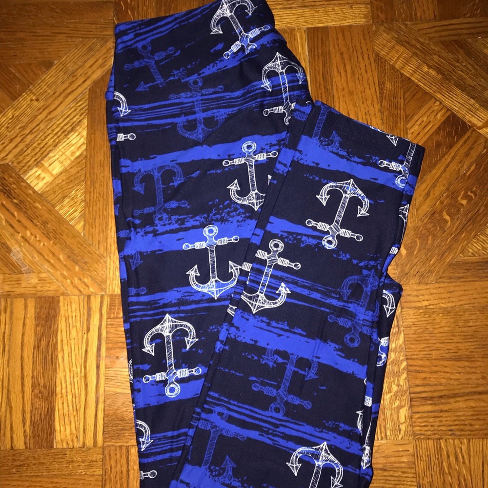 Milk Silk Blue & white Anchor Leggings